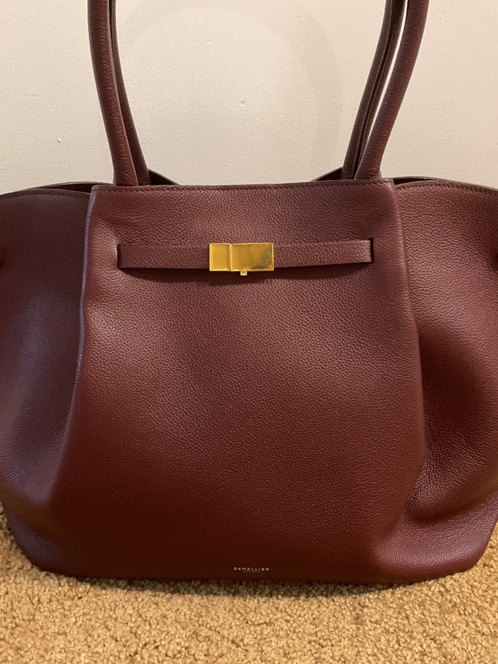 DeMellier Large New York Handbag, Burgundy, 100% Leather